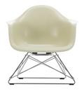 Eames Fiberglass Armchair LAR, Eames parchment, Verchromt