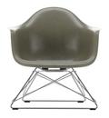 Eames Fiberglass Armchair LAR, Eames raw umber, Verchromt