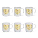 Girard Coffee Mugs, Love Heart, gold, 6er Set