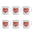 Girard Coffee Mugs, Love Heart, red, 6er Set