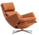 Grand Relax, Ohne Ottoman, Leder cognac, Poliert, 41,5 cm