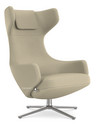 Grand Repos, Sessel Grand Repos, Stoff Dumet beige melange, 46 cm, Poliert