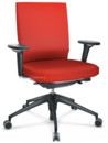 ID Soft, FlowMotion-mit Vorwärtsneigung, mit Sitztiefenverstellung, Mit 3D-Armlehnen, 5-Stern Untergestell, Kunststoff basic dark, Basic dark, Sitz und Rücken Plano, Poppy red