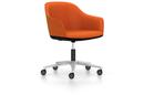 Softshell Chair auf Fünfsternfuß, Aluminium poliert, Plano, orange