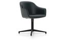 Softshell Chair auf Viersternfuß, Aluminium pulverbeschichtet basic dark, Leder, Nero