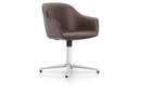 Softshell Chair auf Viersternfuß, Aluminium poliert, Leder, Kastanie