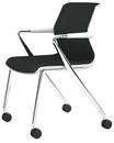 Unix Chair Vierbeinfuß mit Rollen, Diamond Mesh asphalt, Soft grey, Aluminium poliert