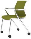 Unix Chair Vierbeinfuß mit Rollen, Diamond Mesh avocado, Soft grey, Aluminium poliert