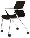 Unix Chair Vierbeinfuß mit Rollen, Diamond Mesh braun, Soft grey, Aluminium poliert