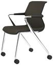 Unix Chair Vierbeinfuß mit Rollen, Diamond Mesh dimgrey, Basic dark, Aluminium poliert