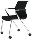 Unix Chair Vierbeinfuß mit Rollen, Diamond Mesh nero, Basic dark, Aluminium poliert