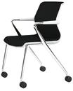 Unix Chair Vierbeinfuß mit Rollen, Diamond Mesh nero, Soft grey, Aluminium poliert