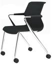 Unix Chair Vierbeinfuß mit Rollen, Silk Mesh asphalt, Basic dark, Aluminium poliert