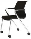 Unix Chair Vierbeinfuß mit Rollen, Silk Mesh braun, Basic dark, Aluminium poliert