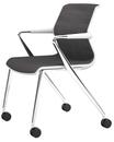 Unix Chair Vierbeinfuß mit Rollen, Silk Mesh dimgrey, Soft grey, Aluminium poliert