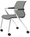 Unix Chair Vierbeinfuß mit Rollen, Silk Mesh eisgrau, Basic dark, Aluminium poliert
