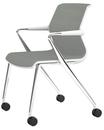 Unix Chair Vierbeinfuß mit Rollen, Silk Mesh eisgrau, Soft grey, Aluminium poliert