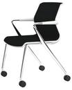 Unix Chair Vierbeinfuß mit Rollen, Silk Mesh nero, Soft grey, Aluminium poliert