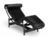 Cassina - 4 Chaise longue à reglage continu, Schwarz matt lackiert, Leder uni schwarz