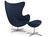 Fritz Hansen - Egg Chair, Christianshavn, Christianshavn 1155 - Dark blue, Satingebürstetes Aluminium, Mit Fußhocker