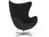 Fritz Hansen - Egg Chair, Divina, Divina 191 - Black, Satingebürstetes Aluminium, Ohne Fußhocker