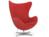 Fritz Hansen - Egg Chair, Hallingdal 65, 674 - Red, Satingebürstetes Aluminium, Ohne Fußhocker