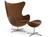 Fritz Hansen - Egg Chair, Leder Essential, Walnut, Satingebürstetes Aluminium , Mit Fußhocker