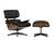 Vitra - Lounge Chair & Ottoman, Nussbaum schwarz pigmentiert, Leder Premium F nero, 89 cm, Aluminium poliert, Seiten schwarz