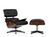 Vitra - Lounge Chair & Ottoman, Santos Palisander, Leder Premium F nero, 89 cm, Aluminium poliert, Seiten schwarz