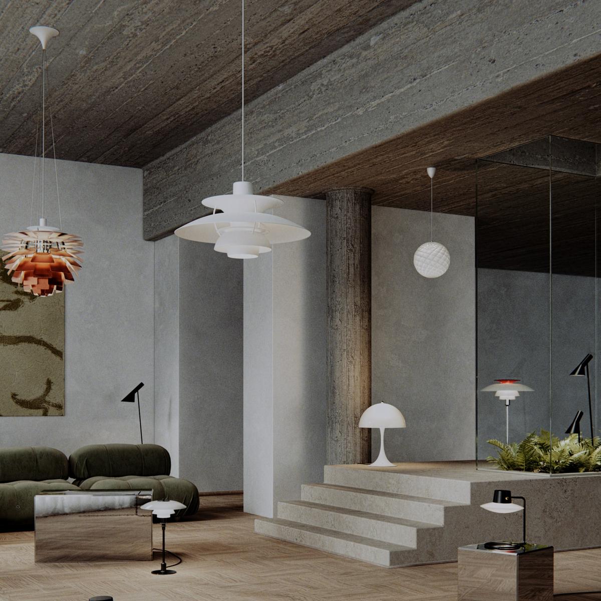 Mid-Century modern scandinavian pendant lamp PH Artichoke White, 4 sizes by  Poul Henningsen for Louis Poulsen