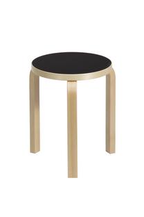 Stool 60 Sitz Lino schwarz, Beine Birke klar lackiert