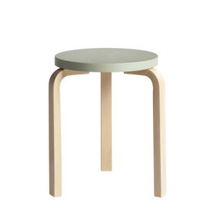 Stool 60 Sitz lackiert grün, Beine Birke klar lackiert