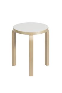 Stool 60 Sitz Laminat weiß, Beine Birke klar lackiert