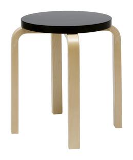 Stool E60 Sitz lackiert schwarz, Beine Birke klar lackiert