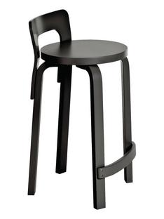 Küchenstuhl K65 Sitz und Beine schwarz lackiert