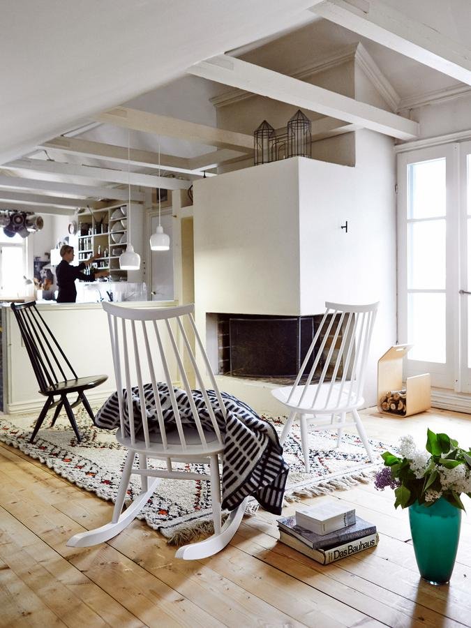 Mademoiselle Rocking Chair Birke weiB lackiert