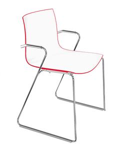 Catifa 46 Sledge Chrom|Zweifarbig|Rücken rot, Sitz weiß|Mit Armlehnen