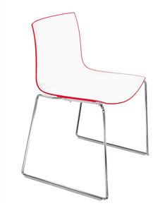 Catifa 46 Sledge Chrom|Zweifarbig|Rücken rot, Sitz weiß|Ohne Armlehnen