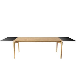 PURE Dining Table 190 x 85 cm|Eiche weiß geölt|Mit 2 Erweiterungsplatten MDF schwarz (L 190-290 cm)