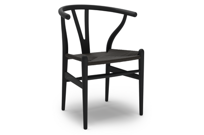 CH24 Wishbone Chair Buche schwarz lackiert|Geflecht schwarz
