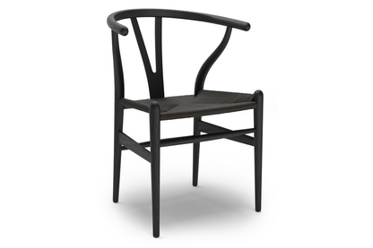 CH24 Wishbone Chair Eiche schwarz lackiert|Geflecht schwarz