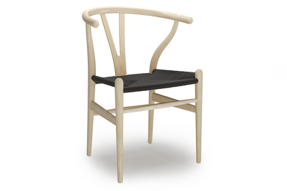 CH24 Wishbone Chair Esche geseift|Geflecht schwarz