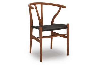 CH24 Wishbone Chair Nussbaum klar lackiert|Geflecht schwarz