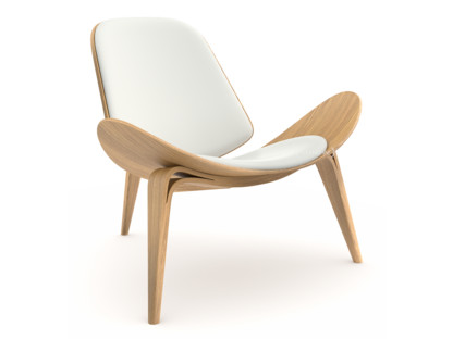 CH07 Shell Chair Eiche geölt|Leder weiß