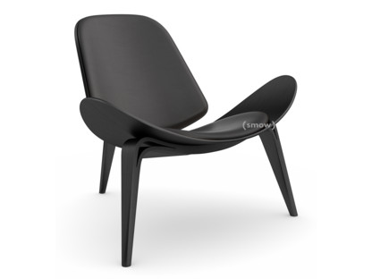 CH07 Shell Chair Eiche schwarz lackiert|Leder anthrazit