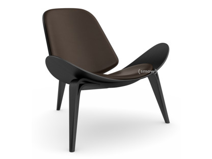 CH07 Shell Chair Eiche schwarz lackiert|Leder braun