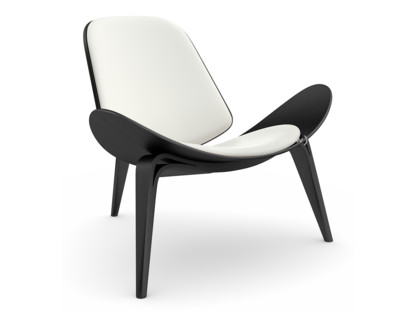 CH07 Shell Chair Eiche schwarz lackiert|Leder weiß