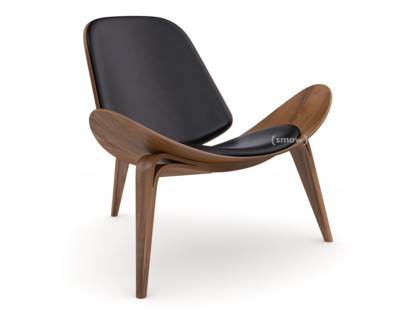 CH07 Shell Chair Nussbaum geölt|Leder schwarz