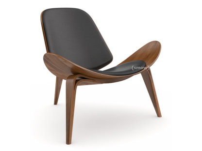 CH07 Shell Chair Nussbaum klar lackiert|Leder anthrazit