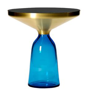 Bell Side Table Messing, klar lackiert|Saphir-blau